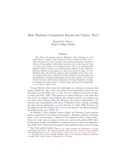 How Berkeley`s Gardener Knows his Cherry Tree