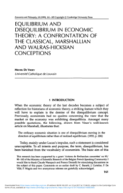 Equilibrium and Disequilibrium in Economic Theory