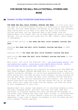 For Whom The Ball Rolls Football Stories And More