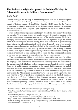 The Rational Analytical Approach to Decision