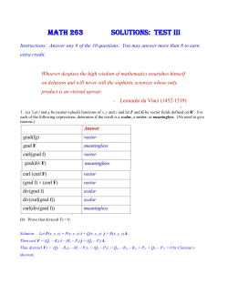 MATH 263 Solutions: TEST III Instructions: Answer any 8 of the 10