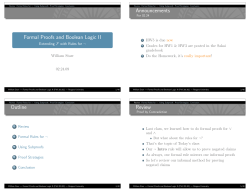 Formal Proofs and Boolean Logic II