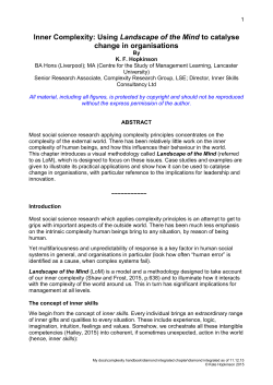 Inner Complexity : using Landscape of the Mind to