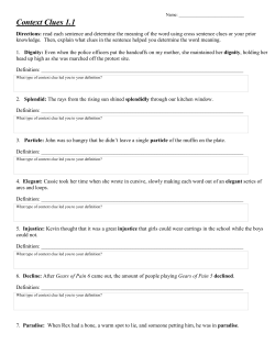 Context Clues Worksheet