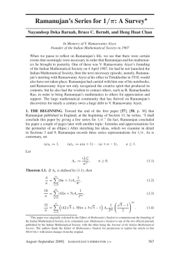 Ramanujan`s Series for 1/&pi;: A Survey