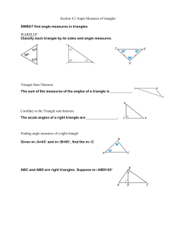 Section 4.2 Angle Measures of triangles SWBAT find angle