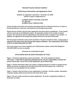 Klamath County Cultural Coalition 2016 Grant Information and