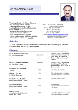 Dr. Khalid Manzoor Butt - GCU - Department of Political Science