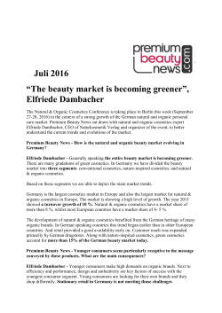 Juli 2016 &ldquo;The beauty market is becoming greener&rdquo;