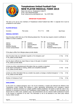 new player medical form 2015 - Templestowe United Football Club