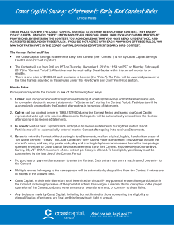 Coast Capital Savings eStatements Early Bird Contest Rules