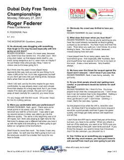 R Federer - Dubai Duty Free Tennis Championships