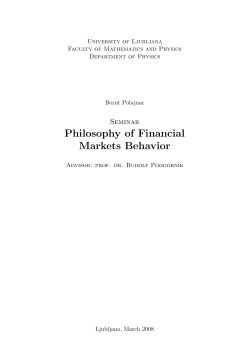 Philosophy of Financial Markets Behavior