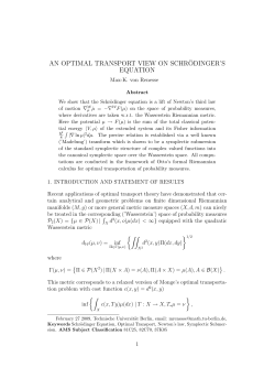 AN OPTIMAL TRANSPORT VIEW ON SCHR&uml;ODINGER`S EQUATION