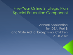 Five-Year Online Strategic Plan Special Education Component