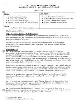 MINUTES OF MEETING &mdash; April 2016 Regularly Scheduled April 26