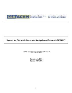 List of SEDAR Filing Types, Subtypes and Document