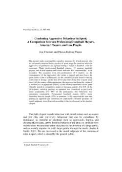 Condoning Aggressive Behaviour in Sport: A Comparison between
