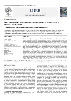Research Article DEVELOPING OPTIMAL DECISION STRATEGIES