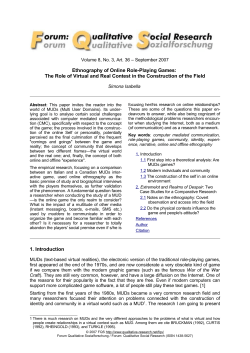 Ethnography of Online Role-Playing Games: The Role of