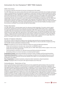 Instructions for Use Champions&reg; WIN!&reg; PEEK Implants