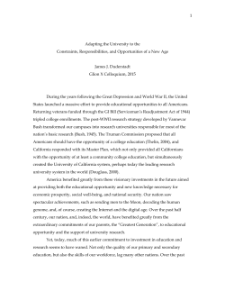 Adapting the University to the Constraints, Responsibilities, and