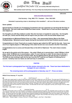 Manager and Coach Information Sheet