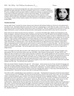 SOC ∙ Ms. Wiley ∙ Life Without Socialization, D___ Name