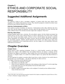 Chapter 2 Business Ethics and Social Responsibility