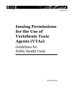 Issuing Permissions for the Use of Vertebrate Toxic Agents (VTAs