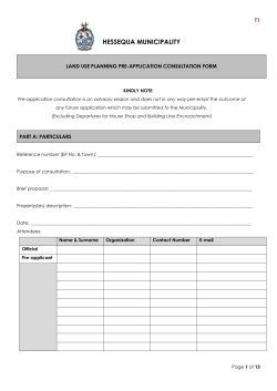 T1 T1 T1 HESSEQUA MUNICIPALITY LAND USE PLANNING PRE