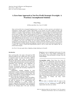 A Zero-Sum Approach to Not-For-Profit Strategic