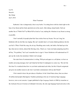 Ni 1 Lee Ni Period 6 Ms. Pohan Jun 9, 2014 Silent Treatment