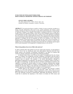 1 EVOLUTION OF INTELLIGENT BEHAVIOR: DOES COMPLEX