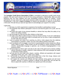 Parent Code of Conduct - Lexington Youth Soccer Association
