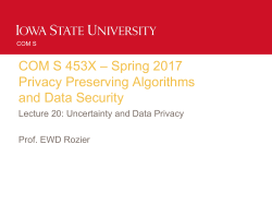 Lecture 20 - Uncertainty and Privacy