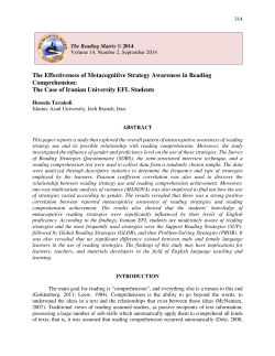 The Effectiveness of Metacognitive Strategy Awareness in Reading