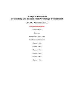 COU 803 Quiz 1 - EKU College of Education