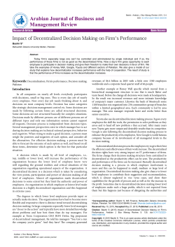 Impact of Decentralized Decision Making on Firm`s Performance