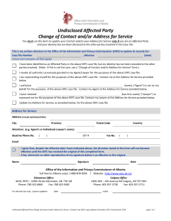 Undisclosed Party Change of Contact or Address for Service Form