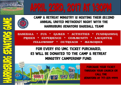 Harrisburg Senators Game Fundraiser for Camping Program April 23