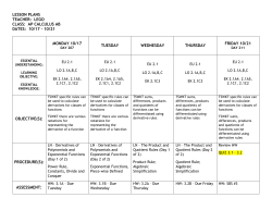 LESSON PLANS TEACHER: LEGO CLASS: AP CALCULUS AB
