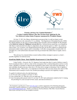 Practice Advisory for Criminal Defenders on Deferred Action