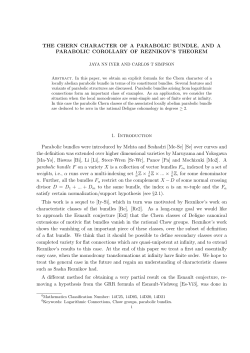 THE CHERN CHARACTER OF A PARABOLIC BUNDLE, AND A