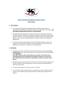 SOUTH WALES WOMENS LEAGUE RULES 2015/2016