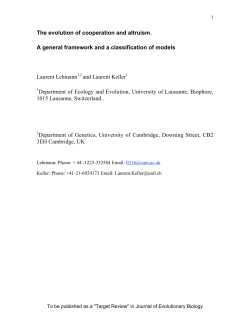 The evolution of cooperation and altruism. A general