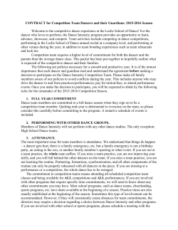 CONTRACT for Competition Team Dancers and their Guardians