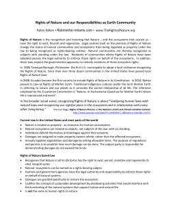 Rights of Nature and our Responsibilities as Earth