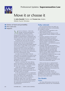SUPERANNUATION LAW &ndash; Move it or choose it