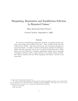 Bargaining, Reputation and Equilibrium Selection in Repeated Games
